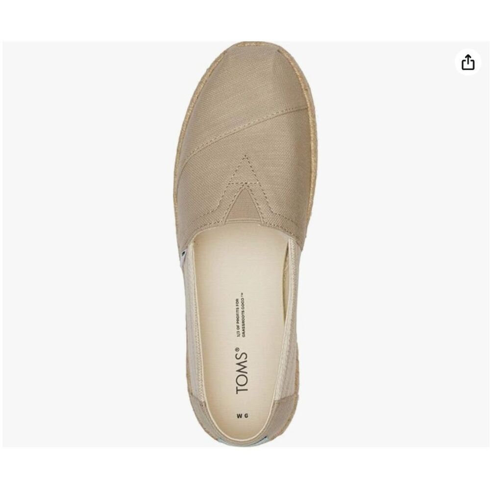 NWOT TOMS Classic Canvas Alpargata Rope Espadrilles Two-Tone Tan‎ Cream 10